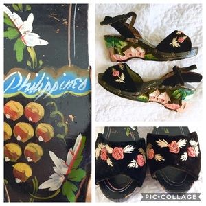 Vintage 1940s Carved Wooden Heels Sz7